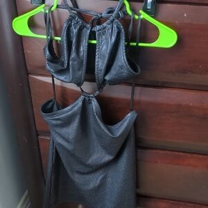 Black Shimmer Halter Dress